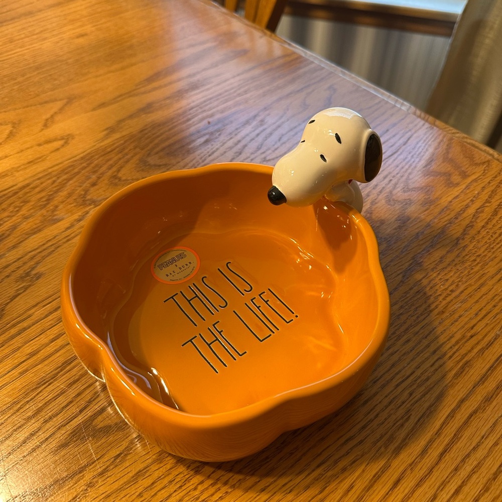 Orange Snoopy Ceramic Bowl
